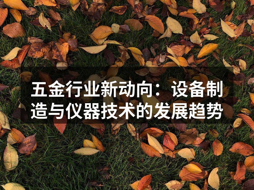 五金行业新动向：设备制造与仪器技术的发展趋势